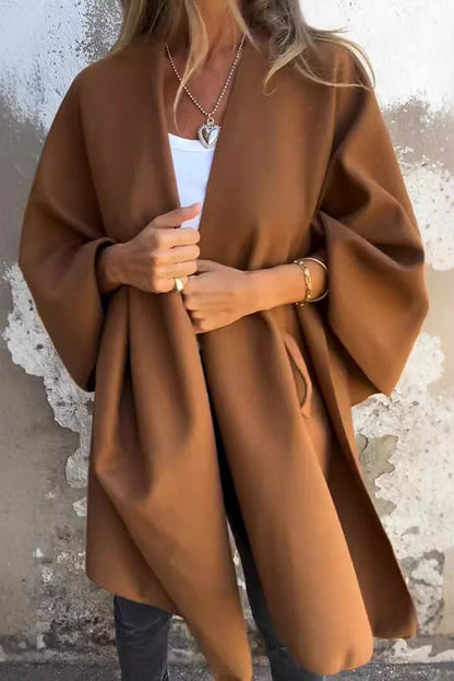 Waike Coat | Loose Cape Coat with V-Neck