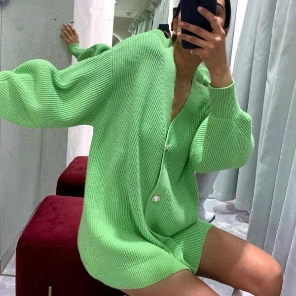 Women's oversized knitted cardigan - elegant and comfortable