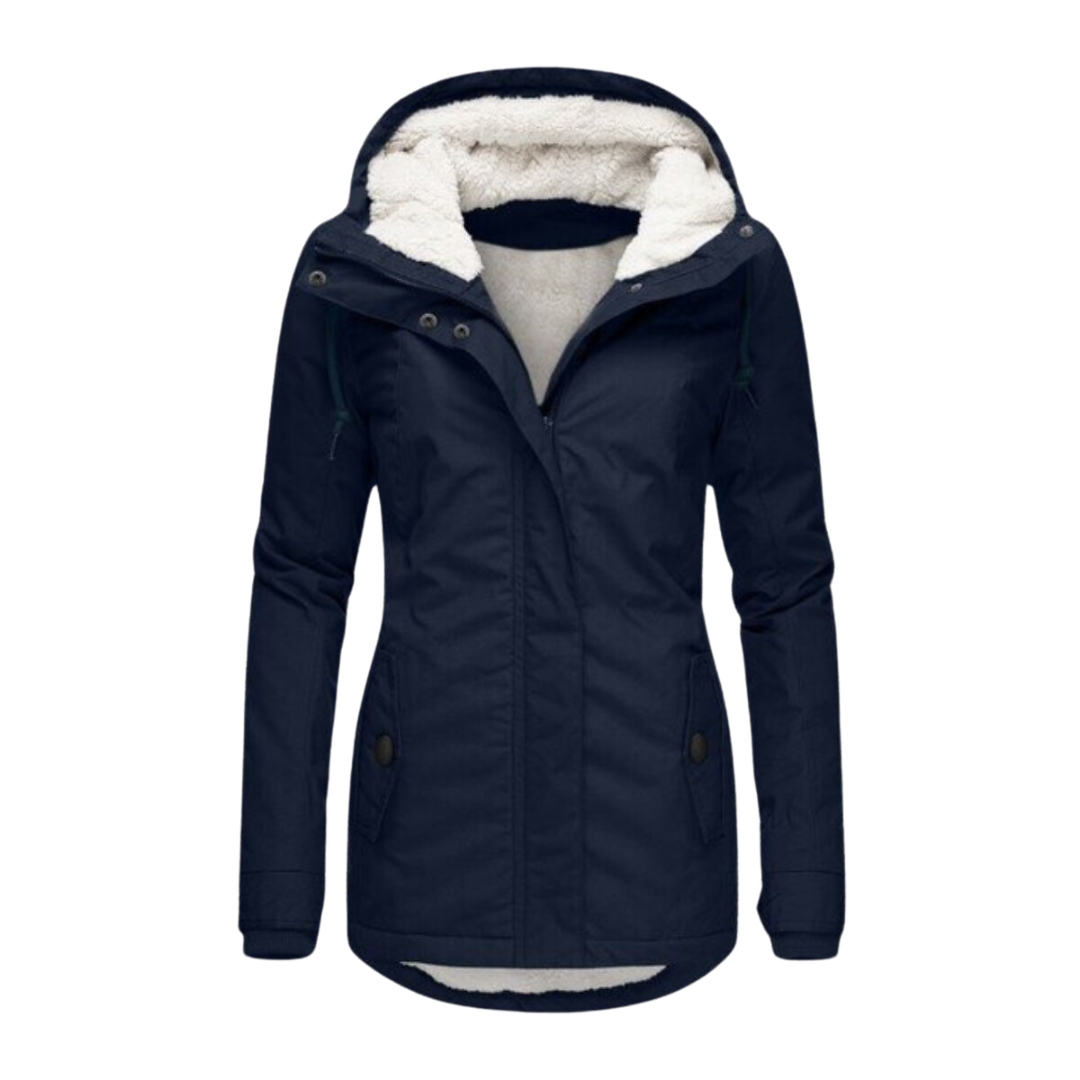 Women's cotton jacket with lambswool hood