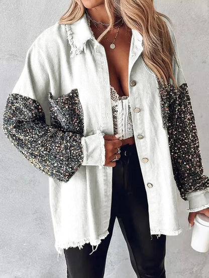 Aadhya - Denim jacket with contrasting sequins