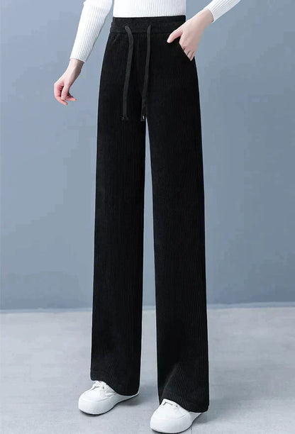 Freesia - Plain straight pants with wide legs