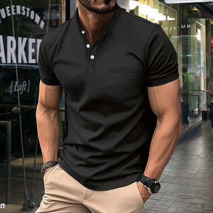 Elegant men's half-collar polo shirt