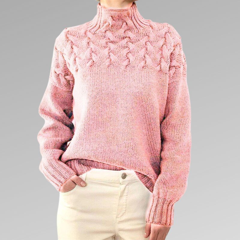 Fleuron | Ladies Pattern Turtleneck Sweater | Elegante