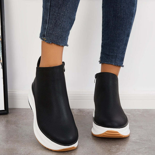 Anti-slip Flat Heel Ankle Sneakers with Slip-On Design