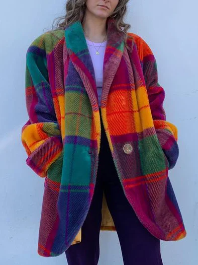 Wilbeth Jacket | Oversized Checked Jacket with Colorful Design