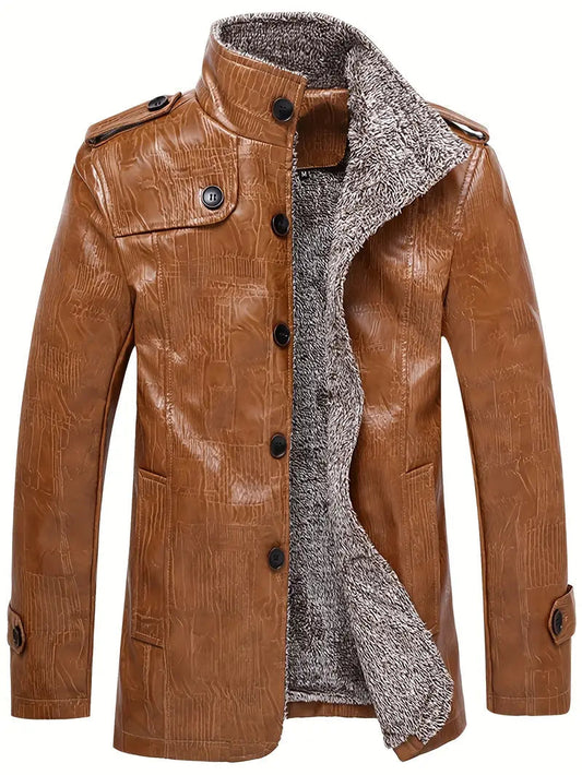 Warm leather jacket with wool for men | Perfect for outdoor activities