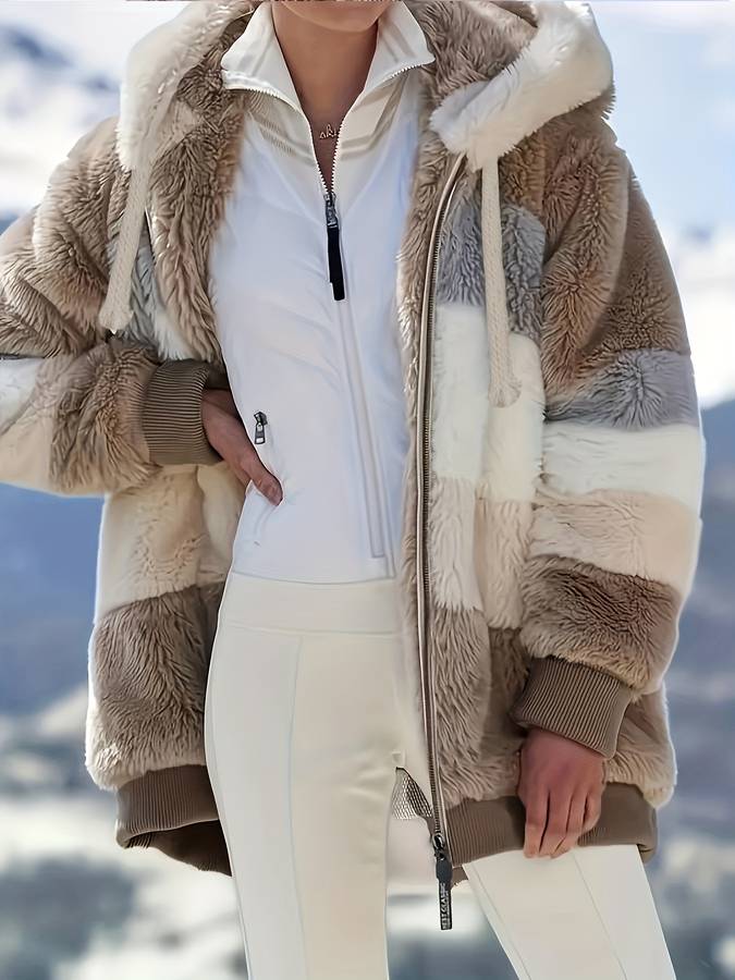 Zippered fur coat for ladies