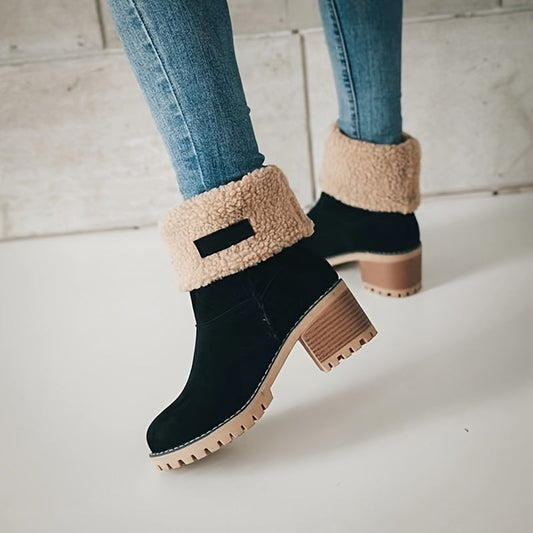 Lotte | Plush lined ankle boots with chunky heel in solid color