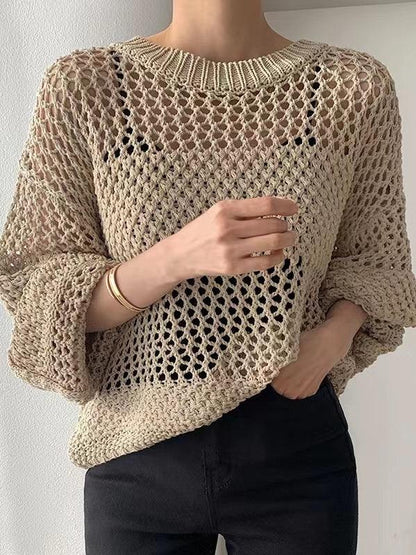 Hollow sun protection sweater for women