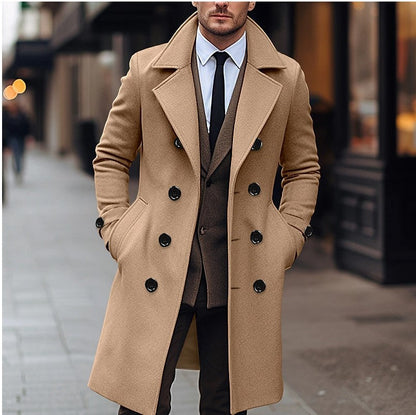 Hecon - Men's fall and winter wool coat - double-breasted and long