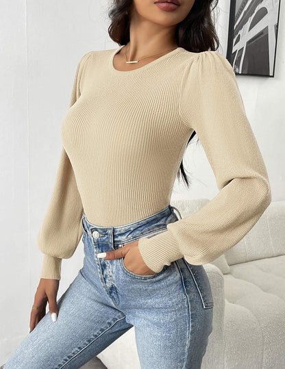 Sanai Top | Ribbed Body Top with Long Sleeves