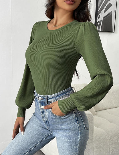 Sanai Top | Ribbed Body Top with Long Sleeves