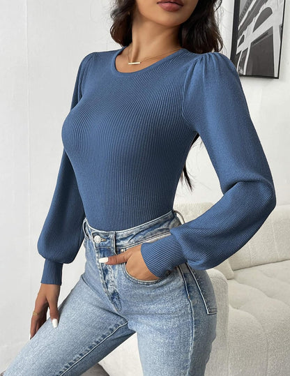 Sanai Top | Ribbed Body Top with Long Sleeves