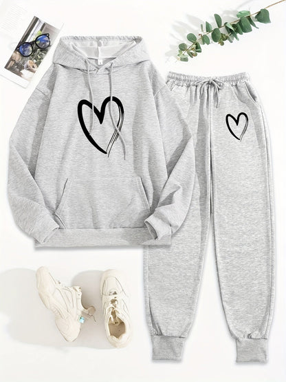 Jess | Casual cotton hoodie &amp; sweatpants tracksuit set - Ideal for fall/winter