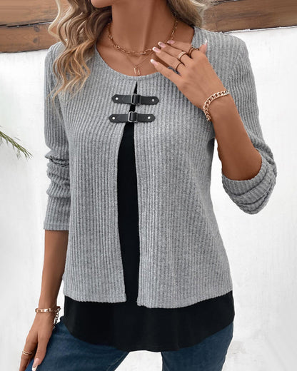 Multi-layered long-sleeved top