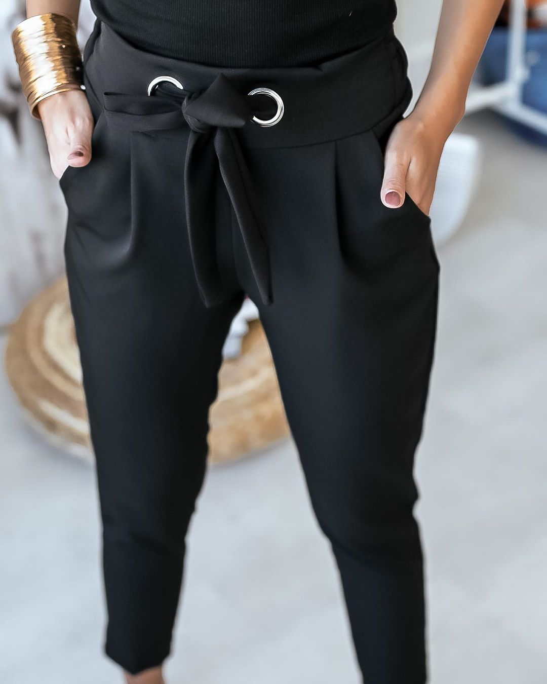 Amandine - elegant pants with bow belt