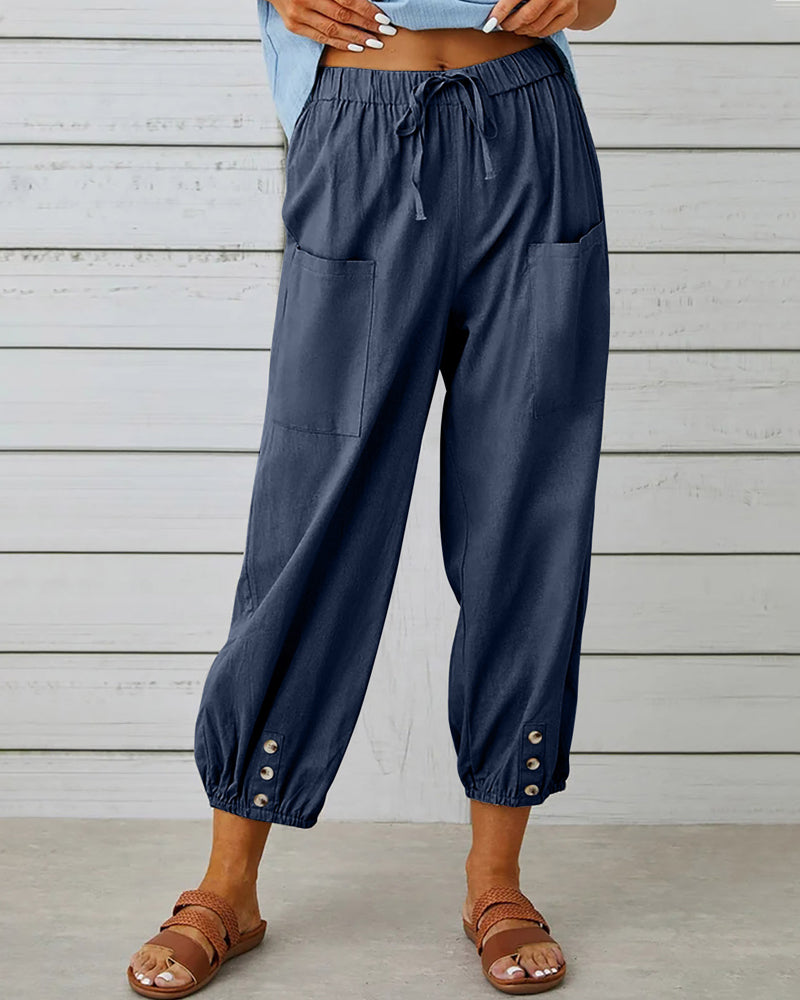 Camille - Comfortable cargo pants with drawstring and buttons