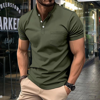 Elegant men's half-collar polo shirt