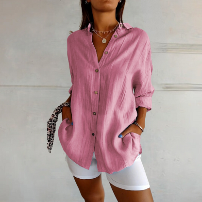 Long Blouse Ladies - Stylish - Loose Fit, Button Closure - Perfect for Summer Days