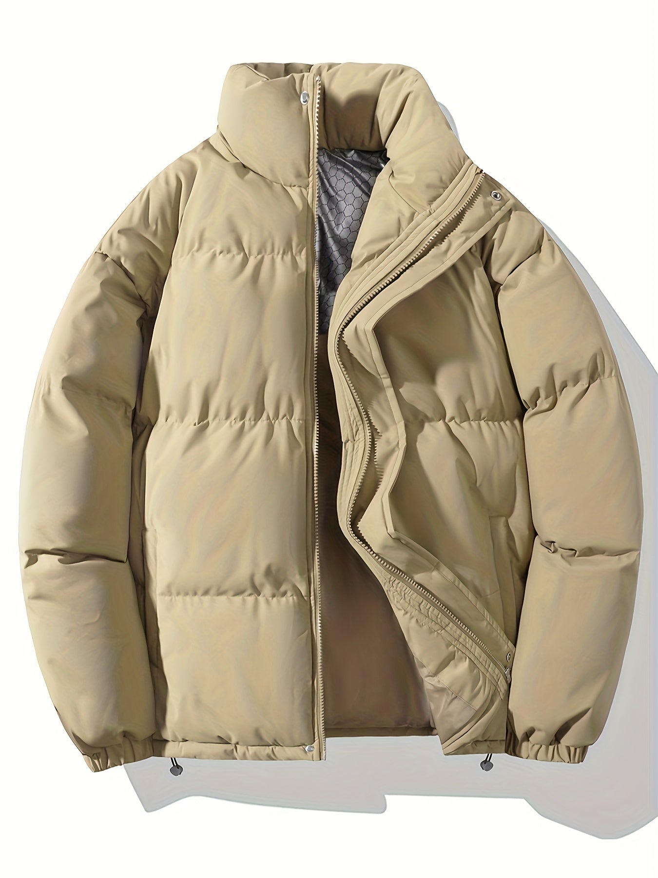 Casual men's thick puffer winter jacket with stand-up collar | Ideal for fall/winter