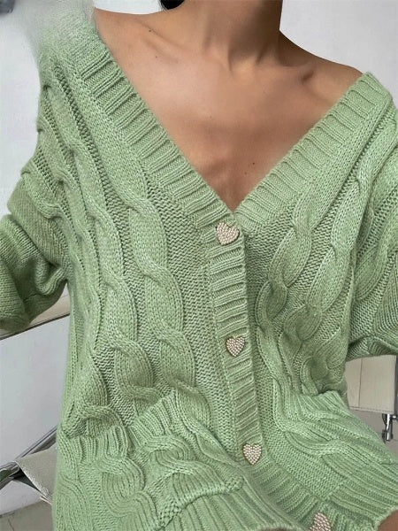 Women's oversized knitted cardigan - elegant and comfortable