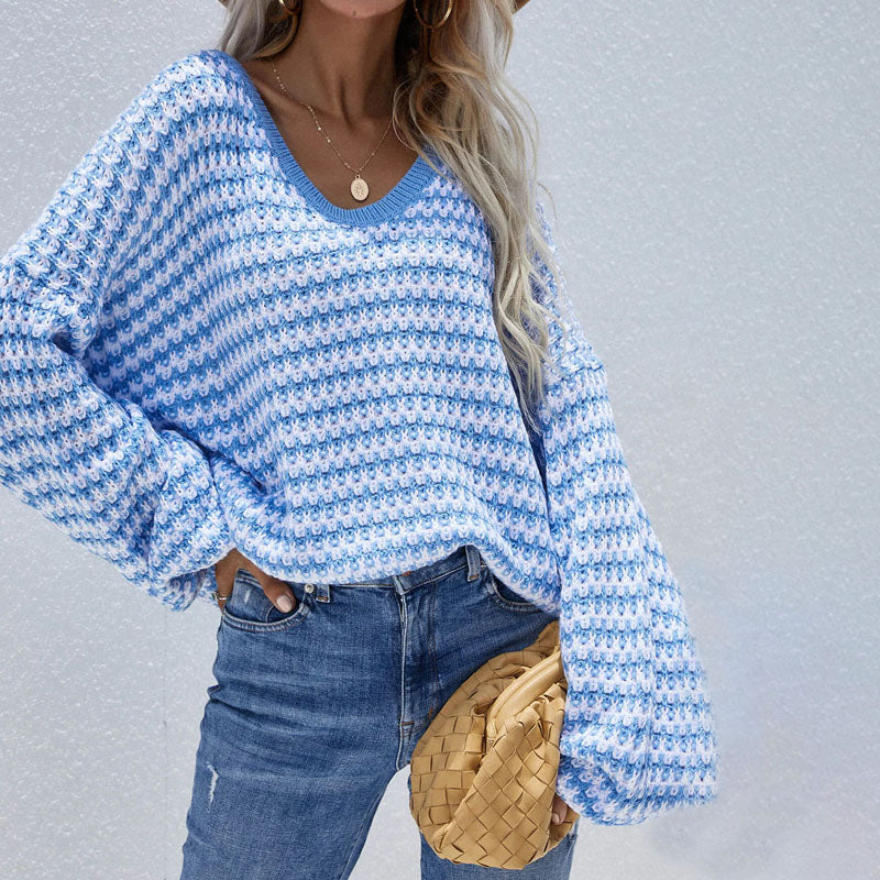 Xandra Sweater | Loose Knit Striped Sweater