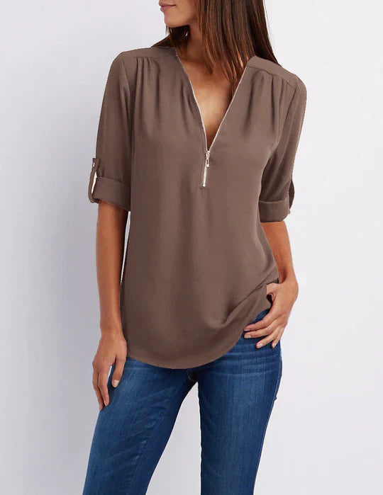 Adele - Half-zip blouse