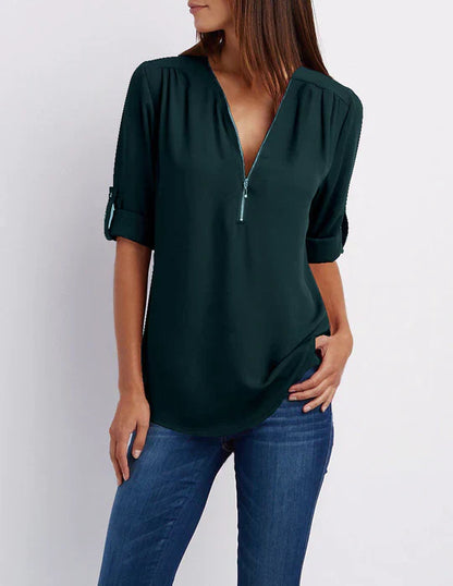 Adele - Half-zip blouse