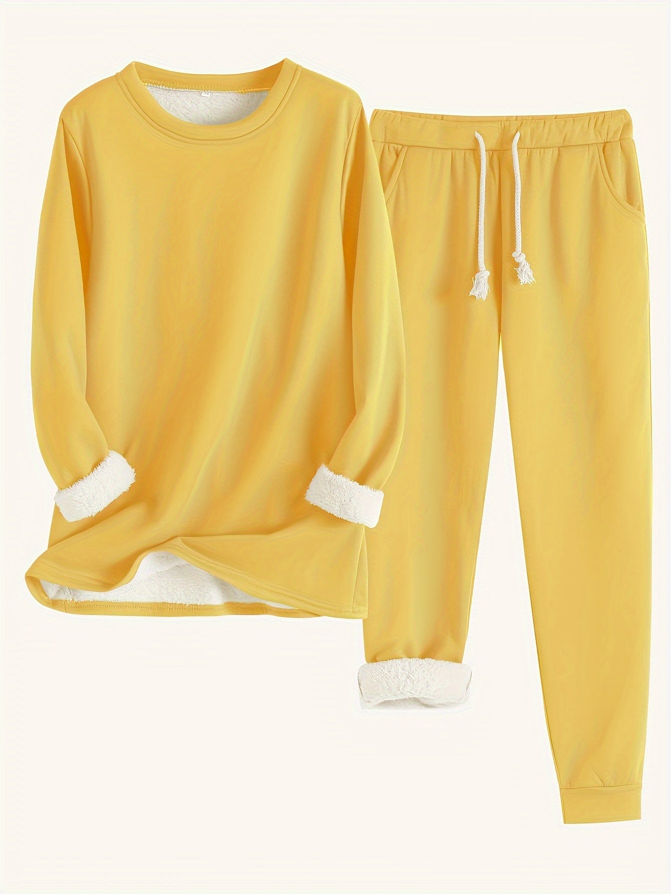 Jess-Mode | Solid Color Thermal Sweater & Sweatpants Set - Ideal for Fall/Winter