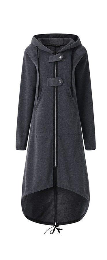 Long jacket with zipper and buttons for women