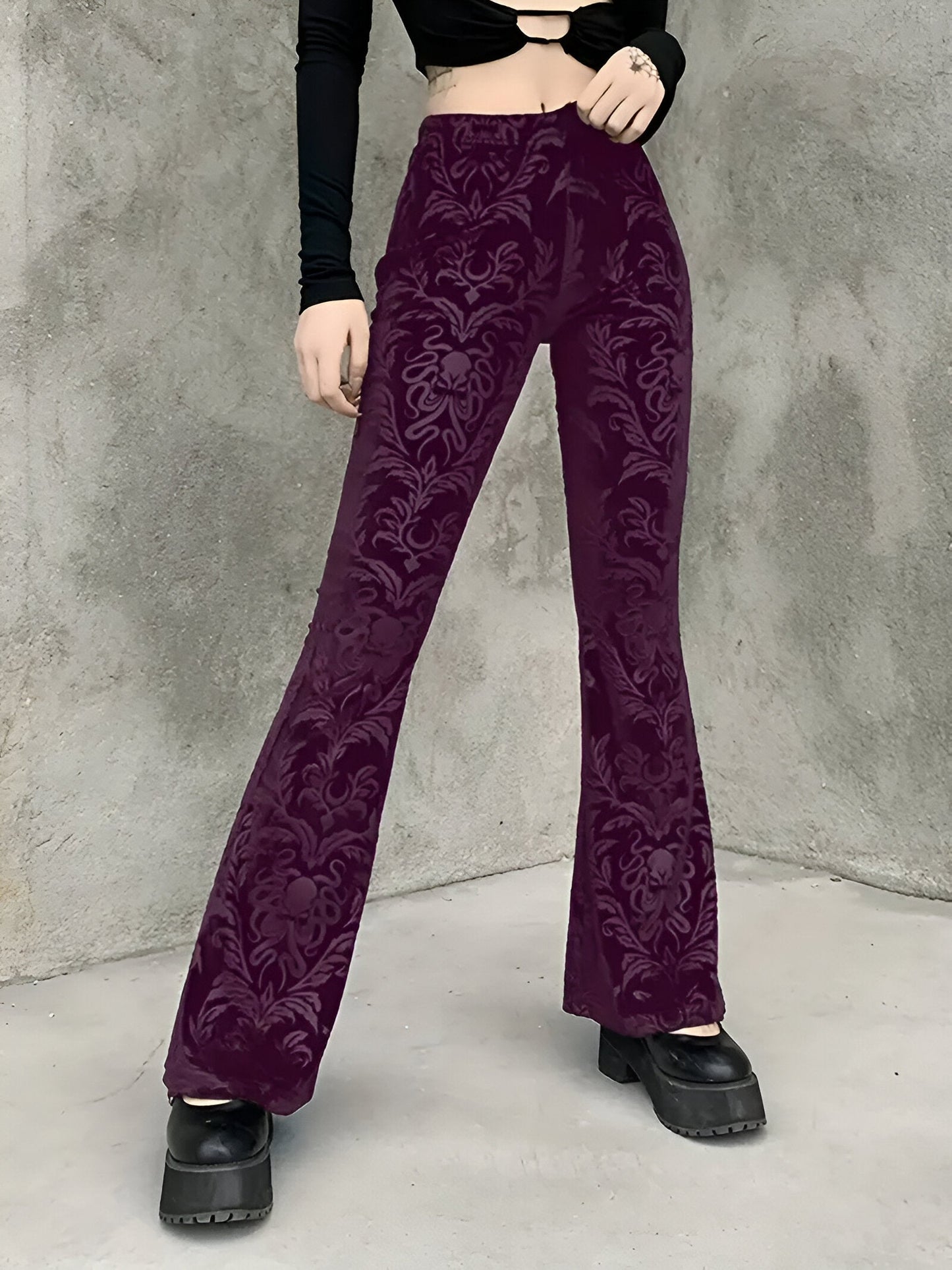 Bohdana | Elegant gothic flared pants with flowers