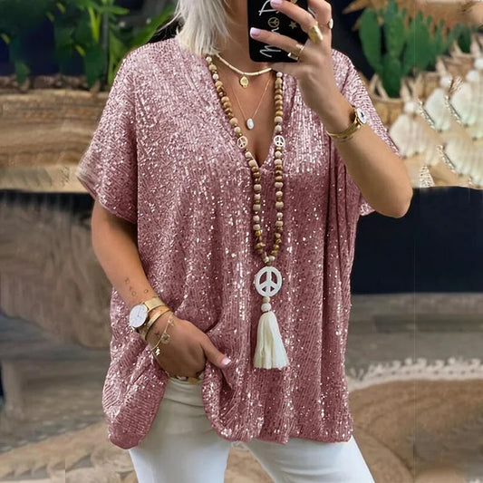 Wendy Bloes | V-neck Sequin Blouse