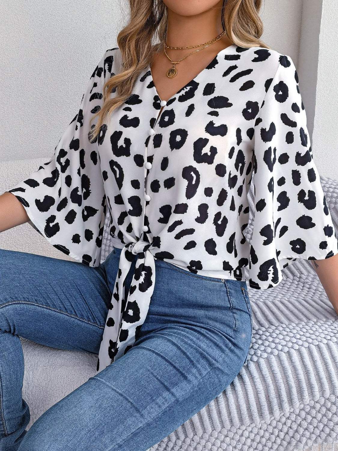 Women's blouse with animal print