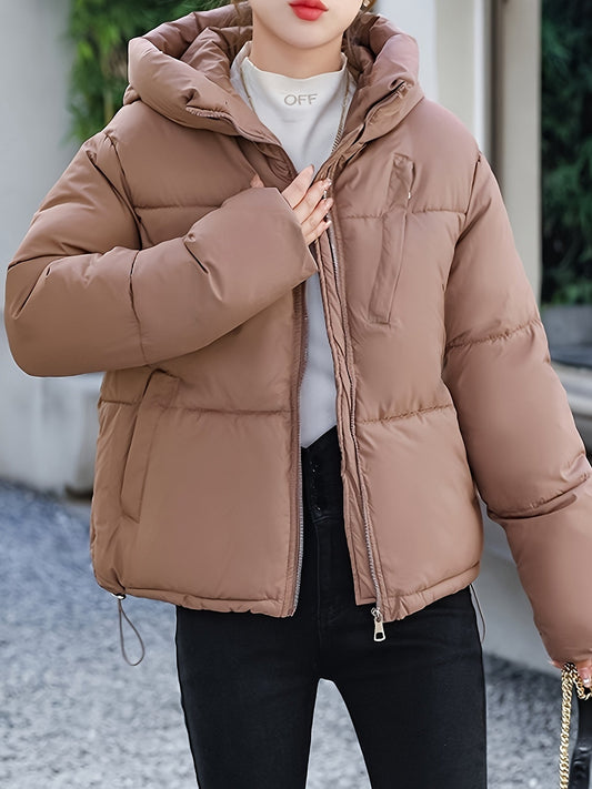 Casual warm lined winter jacket with zipper for women | Ideal for fall/winter