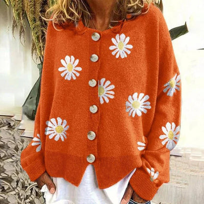 Ladies' cardigan with daisy design