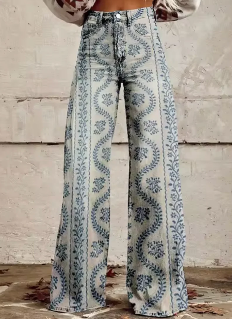 Anzhela - Wide pants with colorful print