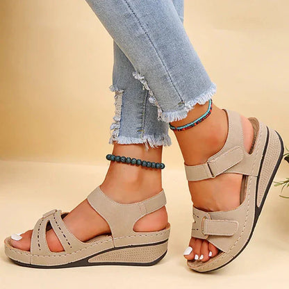 Harper - summer retro wedge strap sandals for women