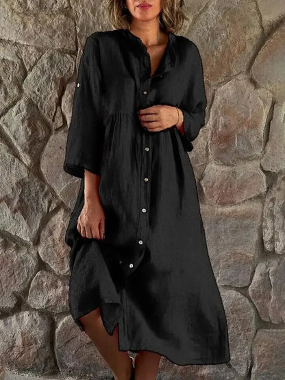 Juvylyn - Loose-fitting shirt dress in cotton linen