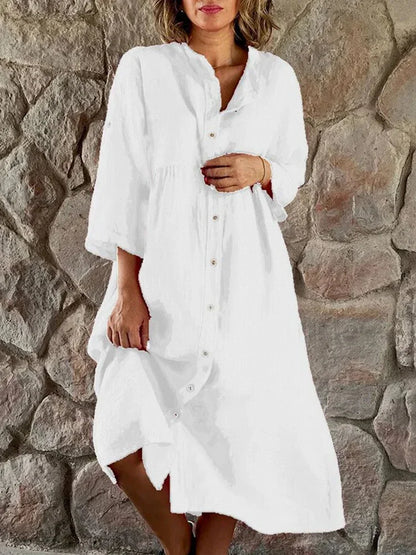 Juvylyn - Loose-fitting shirt dress in cotton linen