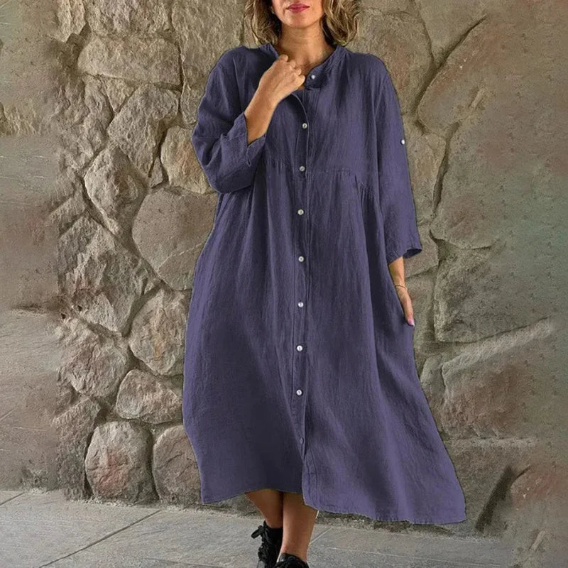 Juvylyn - Loose-fitting shirt dress in cotton linen