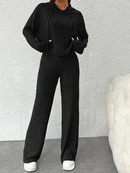 Set of knitted hoodie and wide trousers - Alora