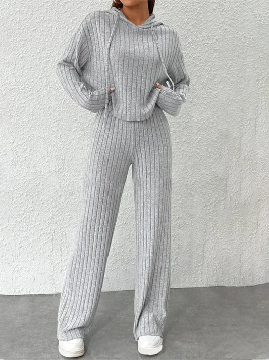 Set of knitted hoodie and wide trousers - Alora