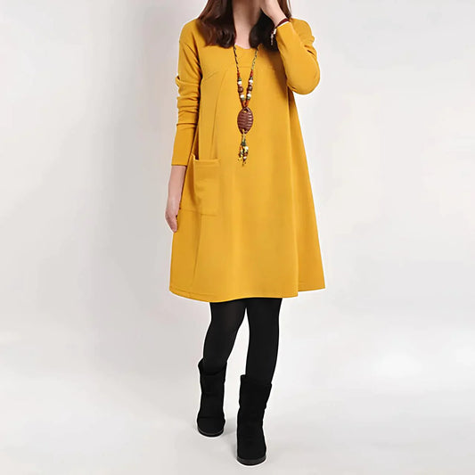 Long-sleeved pocket dress - Amora