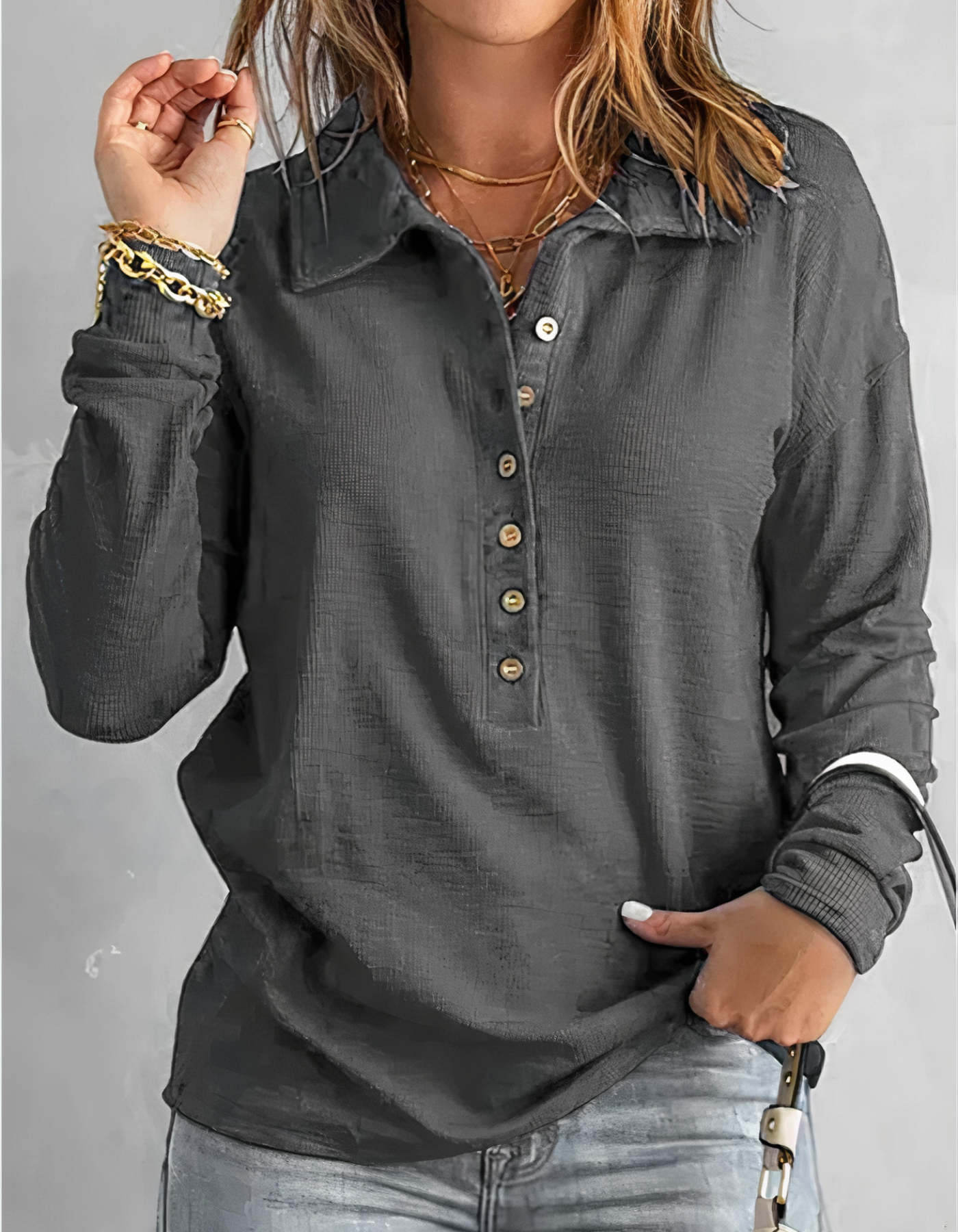 Long-sleeved polo shirt for women - Amy