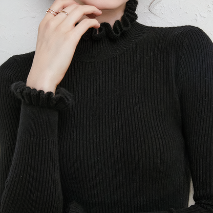 Fashionable sweater with lace collar - Anastasia