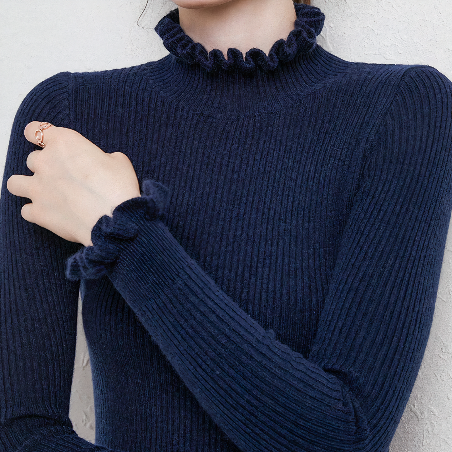 Fashionable sweater with lace collar - Anastasia