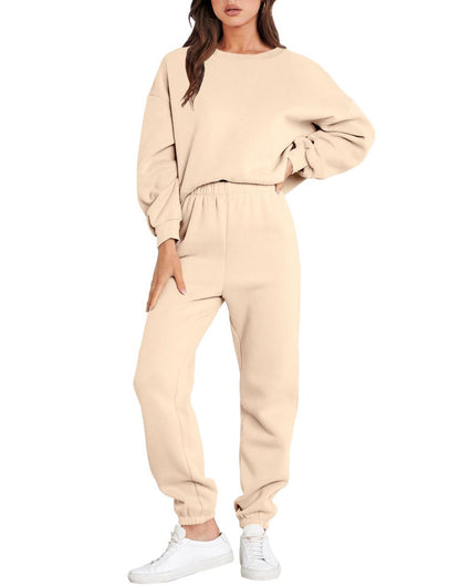 Jess-Mode - Casual fall crewneck tracksuit with jogger pants set for women