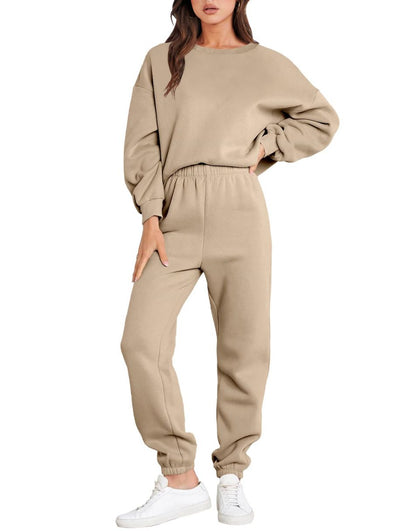 Jess-Mode - Casual fall crewneck tracksuit with jogger pants set for women