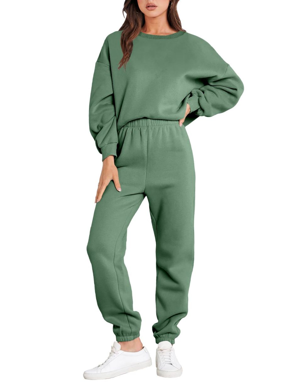 Jess-Mode - Casual fall crewneck tracksuit with jogger pants set for women