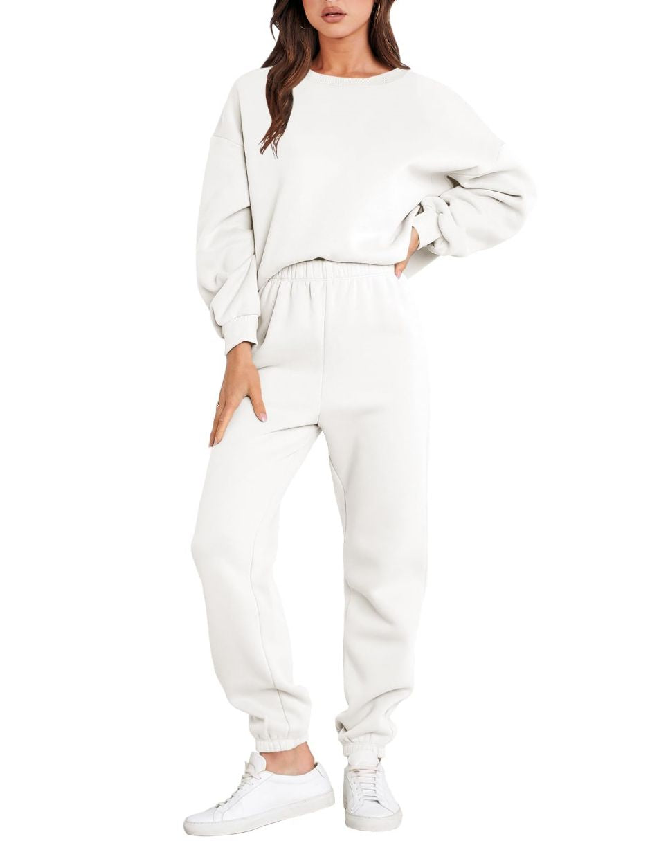 Jess-Mode - Casual fall crewneck tracksuit with jogger pants set for women